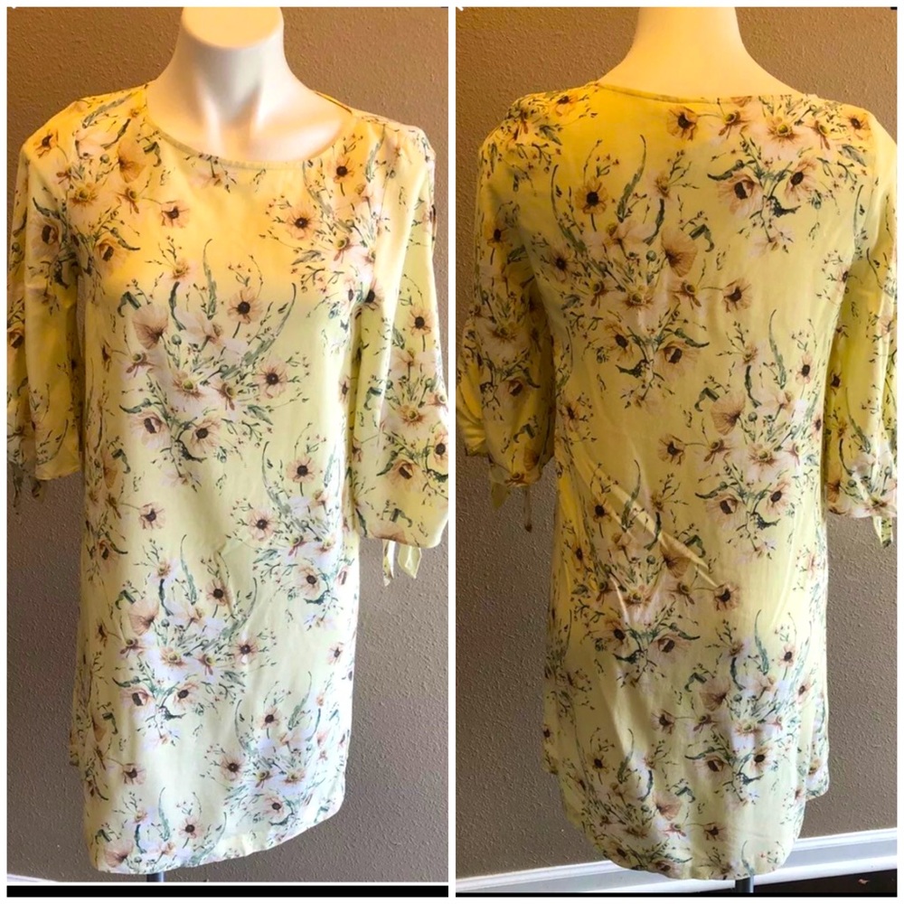 H&M Yellow Floral Cold Shoulder Dress 2